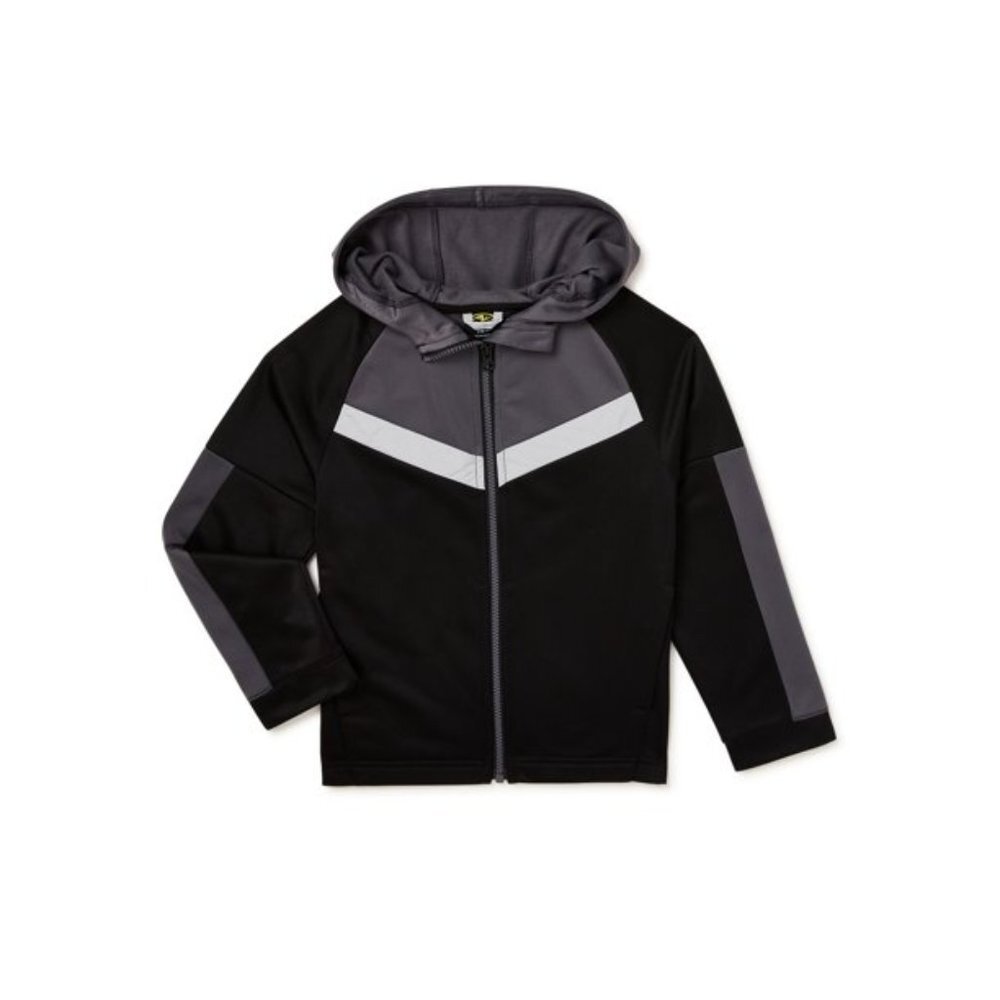⭐️HP⭐️ NWT ATHELTIC Black and Grey Hooded Sweatshirt Youth Large (10/12) - Picture 1 of 8